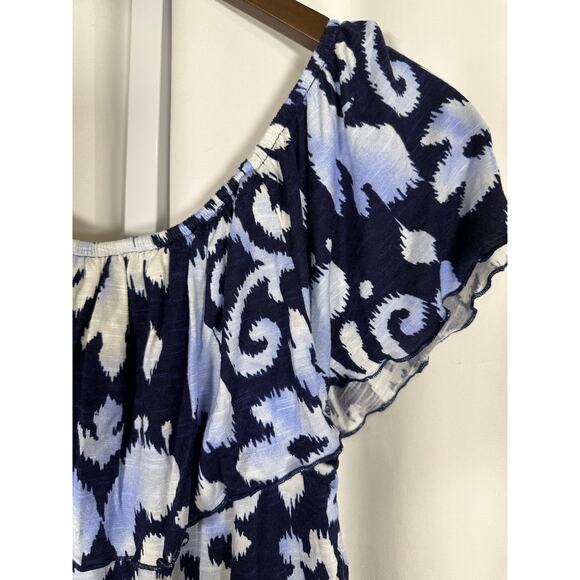 INC International Concepts Off the Shoulder Ruffle Blue Ikat Maxi Dress Sz S - Picture 4 of 14